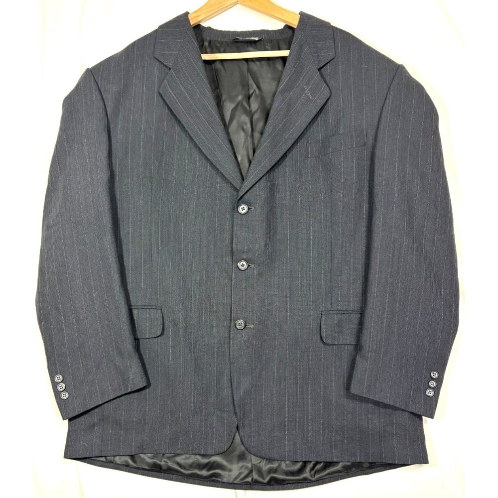 Roberto Villini Blazer Charcoal Gray Pinstripe Worsted Wool Made in Italy 48R